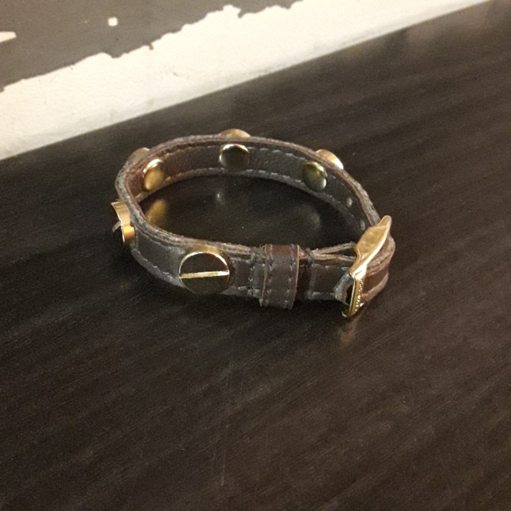 Cc skye leather gunmetal bracelet